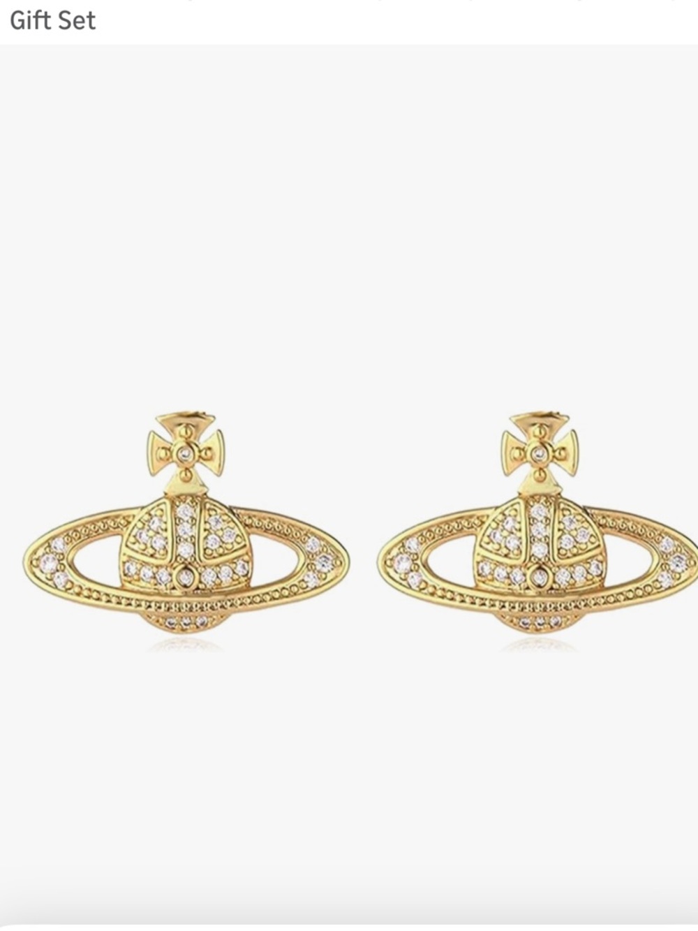 Vivienne Westwood style Gold Crystal Orb stud earrings - Picture 2 of 4